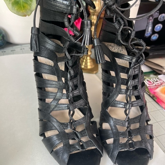 Black Vince Camuto Narrital Lace Up Sandals - Picture 8 of 9